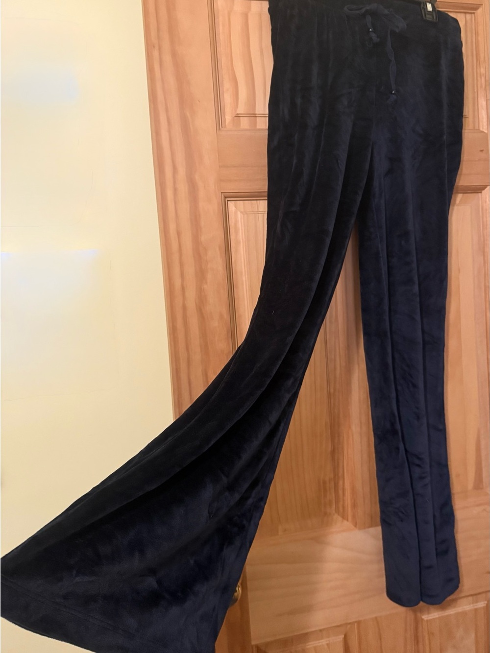 Double Zero Black Velour Flared Track Pants Size Medium